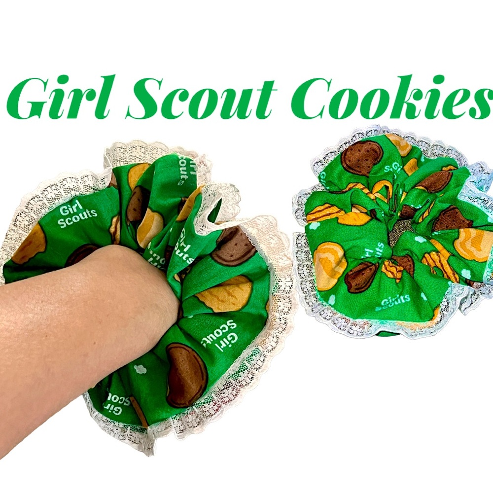 Girl Scout Cookies Scrunchie, hair tie, bun holder, uniform accessory, handmade